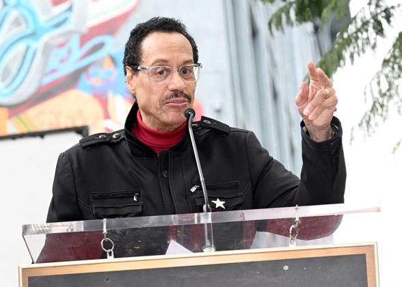 Brazilian Percusionist Paulinho Da Costa Honored With A Star On The Hollywood Walk Of Fame in California, USA - 13 MAY 2026. Keyboardist, Larry Dunn seen speaking during the Walk of Fame star ceremony honoring Brazilian percussionist, Paulinho Da Costa in Hollywood. California United States Copyright: xAlbertxL.xOrtegax xSOPAxImagesx DSC_2643