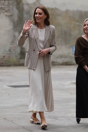 . 14 05 2026. Reggio Emilia, Italy. Kate Middleton, the Princess of Wales, arriving at a creative resource centre in Reggio Emilia in Italy, on day two of her visit to Italy.  xStephenxLockx xi-Imagesx IIM-26770-0005