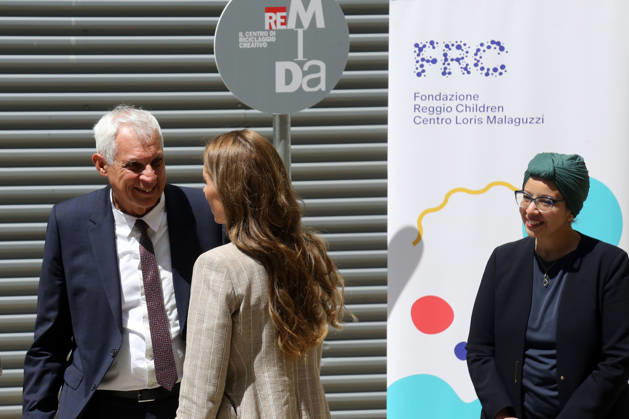IPA84681572 - Reggio Emilia, 14 05 2026. Last stop of Princess Kate Middleton s tour at the Remida creative recycling center, as part of her tour to get to know the reality of Reggio Children and its educational projects for children. In the photo Kate Middleton with Mayor Marco Massari and councillor for educational policies Marwa Mahmoud Copyright: xRobertoxBrancolinix xRobertoxBrancolini Ipax 84681572