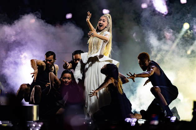 Eurovision Song Contest 2025 Dress Rehearsal 3 of Second Semi Final, 14.05.2026 VIENNA, AUSTRIA - 14 MAY 2026: Image shows France singer Monroe for France performing the song Regarde ! during Eurovision Song Contest 2025 Dress Rehearsal 3 of Second Semi Final at Wiener Stadthalle on 14 05 2026 in Vienna, Austria. Vienna Wiener Stadthalle Austria Copyright: xBEAUTIFULxSPORTS Froehlichx