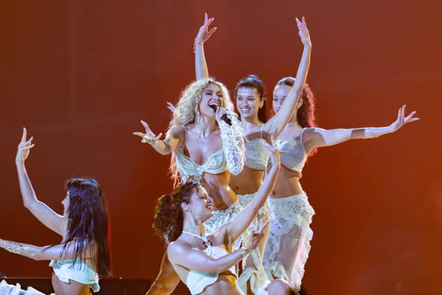 Eurovision Song Contest 2025 Dress Rehearsal 3 of Second Semi Final, 14.05.2026 VIENNA, AUSTRIA - 14 MAY 2026: Image shows Cyprus singer Antigoni for Cyprus performing the song JALLA during Eurovision Song Contest 2025 Dress Rehearsal 3 of Second Semi Final at Wiener Stadthalle on 14 05 2026 in Vienna, Austria. Vienna Wiener Stadthalle Austria Copyright: xBEAUTIFULxSPORTS Froehlichx