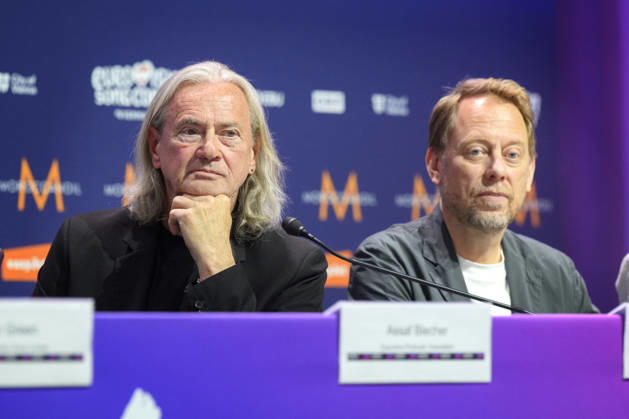 Christer Björkman and Peter Settman talk about Eurovision Song Contest Asia at a press conference during the Eurovision Song Contest ESC in Vienna, Austria, Thursday, May 14, 2026 WIEN AUSTRIA x10070x  Copyright: xJessicaxGowx xTTx PRESS CONFERENCE EUROVISION 2026 U6Xg12UK_rc