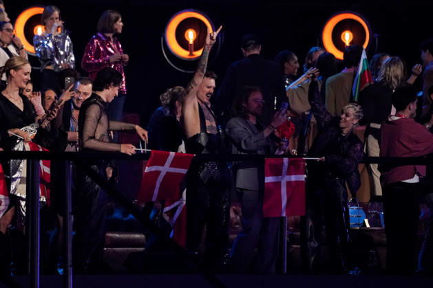 14.05.2026 - Europa, Österreich, Wien: 70. Eurovision Song Contest 2026 in der Wiener Stadthalle - Semi-final 2; JONAS LOVV mit dem Song YA YA YA für Norwegen jubelt nach dem Finaleinzug Copyright: xLUKAxKOLANOVICx