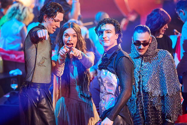 - Wien 14.05.2026 - Eurovision Song Contest Wien - Vienna - Vienne 2026 Live Show 2. Halbfinale - Live Show Second Semi Final - En directe deuxième demi-finale P H O T O: (v.L.) Søren Torpegaard Lund - Dänemark - Danemark - Denmark - Danmark Eva Marija - Luxemburg - Luxembourg - Lëtzebuerg Cosmó (Cosmo) - Österreich - Autriche - Austria Alis - Albanien - Albanie - Albania - Shqipëria Eurovision Song Contest Vienna 2026