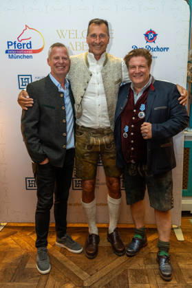 14.05.2026, vlnr Frank Scheppendahl, Lars Riedel , Francis Fulton-Smith, Welcome-Abend der Pferd International München in der Eventlocation The Resi am Viktualienmarkt in München.