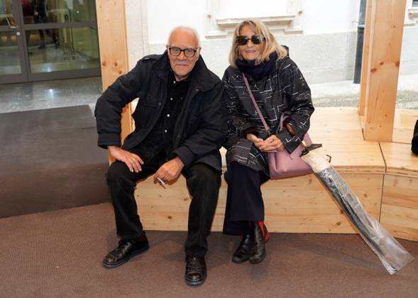 RECORD DATE NOT STATED IPA84713324 - Milan, Preview of the Mimmo Paladino Installation Exhibition in the Sterling room of Palazzo Citterio, pictured Mimmo Paladino with his wife Copyright: xx xx 84713324