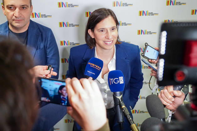 May 15, 2026, Turin, To, Italy: Democratic Party Secretary Elly Schlein visits the International Book Fair. Turin, May 15, 2026 Turin Italy  - ZUMAa289 20260515_zia_a289_039 Copyright: xSelenexDanielex xAgfx