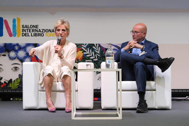 May 15, 2026, Turin, Italy: Concita De Gregorio (L) and Aldo Cazzullo (R) attend during the SalTo 26 - Salone Internazionale del Libro at Lingotto Fiere. Turin Italy  - ZUMAs197 20260515_aaa_s197_392 Copyright: xElenaxVizzocax