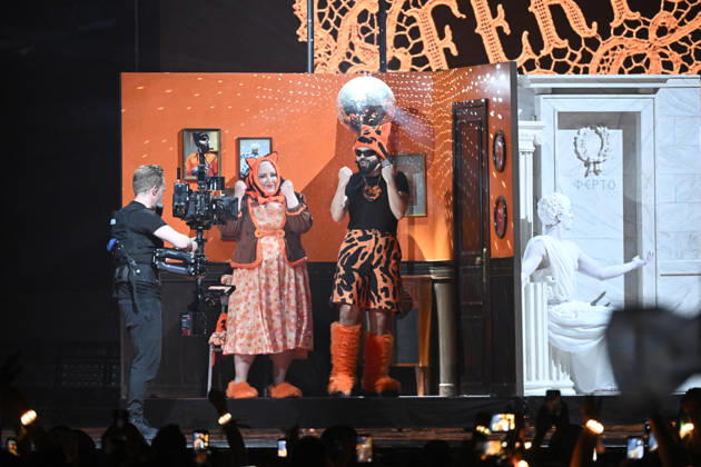 Akylas representing Greece with the song Ferto during the final of the 70th Eurovision Song Contest ESC at the Wiener Stadthalle in Vienna, Austria, Saturday, May 16, 2026 WIEN AUSTRIA x10070x Copyright: xJessicaxGow TTx EUROVISION 2026 FINAL inRWCvr0aa4