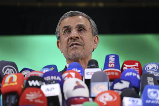 Former Iranian President Mahmoud Ahmadinejad Former Iranian president Mahmoud Ahmadinejad speaks to the media after registering his candidacy for Iran s upcoming presidential election in Tehran on June 2, 2024. The hardline former president, 67, held the post for two consecutive terms from 2005 to 2013, with his tenure marked by incendiary remarks on Israel and standoffs with the West, especially over Iran s nuclear program. Like all presidential hopefuls, his bid is pending the approval of the Guardian Council, a conservative-dominated 12-strong body of jurists that vets all candidates for public office. Tehran Tehran Iran Copyright: xRouzbehxFouladix