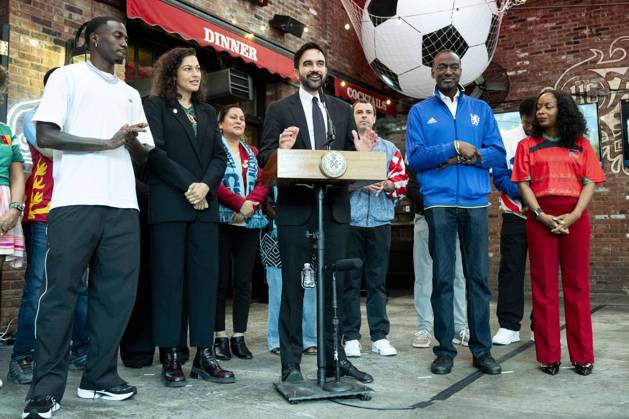 May 21, 2026, New York City, New York, United States: New York City Mayor ZOHRAN MAMDANI (D) speaking at a press conference about tickets for the FIFA World Cup, at the Harlem Tavern in New York City. New York City United States - ZUMAb161 20260521_aap_b161_007 Copyright: xMichaelxBrochsteinx