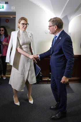 Johann Wadephul (CDU), Bundesaussenminister, beim NATO-Aussenministertreffen in Helsingborg. Hier mit der Aussenministerin von Bulgarien, Velislava Petrova-Chamova,. 22.05.2026. Fotografiert im Auftrag des Auswaertigen Amtes Helsingborg Schweden Copyright: xThomasxImo AAx