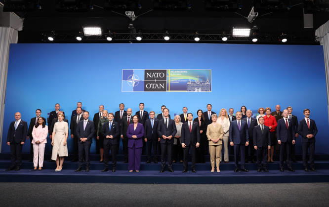 NATO Foreign Ministers Meeting in Sweden??????? HELSINGBORG, SWEDEN - MAY 22: Leaders pose for a family photo ahead of the NATO Foreign Ministers Meeting in Helsingborg, Sweden on May 22, 2026. Dursun Aydemir Anadolu Helsingborg Sweden. Editorial use only. Please get in touch for any other usage.  Copyright: x2026xAnadoluxDursunxAydemirx