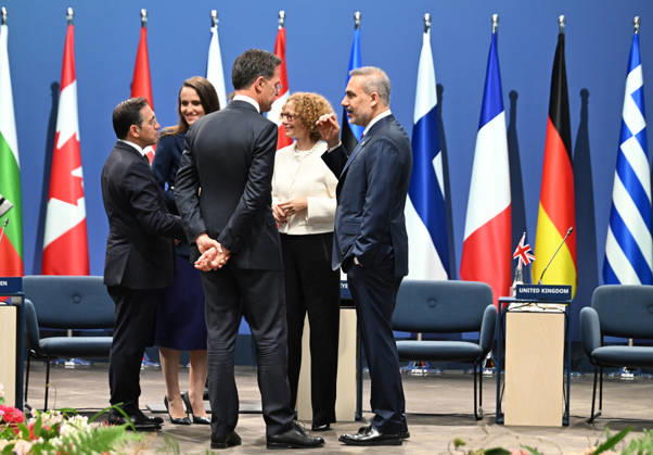 Meeting of NATO Ministers of Foreign Affairs HELSINGBORG, SWEDEN - MAY 22: Spanish Foreign Minister Jose Manuel Albares (L), Romanian Foreign Minister Dana Silvia Tolu (2nd L), NATO Secretary General Mark Rutte (3rd L) and Turkish Foreign Minister Hakan Fidan (R) attend the North Atlantic Council Foreign Ministers session within the NATO Foreign Ministers Meeting in Helsingborg, Sweden on May 22, 2026. Dursun Aydemir Anadolu Helsingborg Sweden. Editorial use only. Please get in touch for any other usage.  Copyright: x2026xAnadoluxDursunxAydemirx