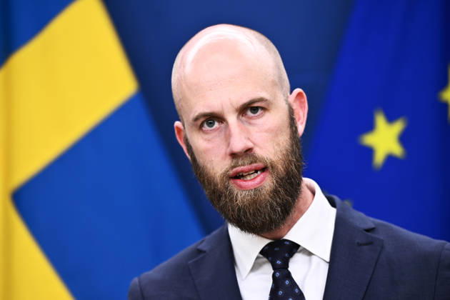 STOCKHOLM, SWEDEN 20260522 Minister for Civil Defense Carl Oskar Bohlin M during a press conference on new warning system to the civilian population STOCKHOLM SWEDEN x10060x Copyright: xHenrikxMontgomery TTx PRESSTRÄFF VARNINGSSYSTEM TILL CIVILBEFOLKNINGEN 6m1uLGkRPLk