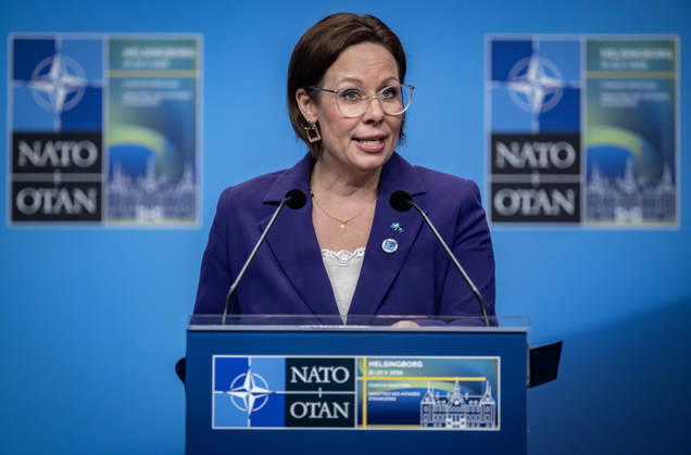 HELSINGBORG, SWEDEN 20260522 Swedens Minister for Foreign Affairs Maria Malmer Stenergard M will hold a press conference after the NATO Foreign Ministers meeting at Sea U in Helsingborg on Friday HELSINGBORG SWEDEN x50090x  Copyright: xJohanxNilssonx xTTx NATOS UTRIKESMINISTERMÖTE HELSINGBORG Cpfw4Zl5ZBQ