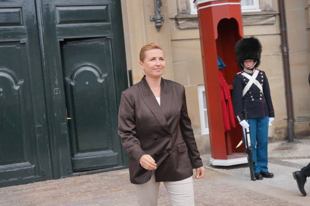 Denmark Politics Acting Prime Minister Mette Frederiksen after her visit to the King at Amalienborg Palace in Copenhagen, Denmark, Saturday, May 23, 2026. After Saturday s royal round, it is clear that acting Prime Minister Mette Frederiksen (S) is once again the royal investigator pointed to form a new Danish government. , Copenhagen Denmark Copyright: EmilxHelmsx spdk20260523-141953-L