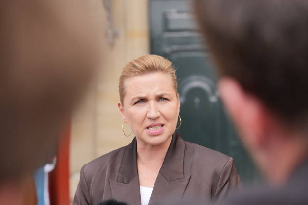 Denmark Politics Acting Prime Minister Mette Frederiksen after her visit to the King at Amalienborg Palace in Copenhagen, Denmark, Saturday, May 23, 2026. After Saturday s royal round, it is clear that acting Prime Minister Mette Frederiksen (S) is once again the royal investigator pointed to form a new Danish government. , Copenhagen Denmark Copyright: EmilxHelmsx spdk20260523-142344-L