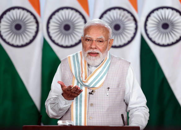 19th Rozgar Mela: PM Modi distributes 51,000 appointment letters to newly-appointed youths in various government departments & organisations New Delhi, May 23 (ANI): Prime Minister Narendra Modi virtually addresses a gathering on the 19th edition of Rozgar Mela, in New Delhi on Saturday. (Narendra Modi Photo Gallery ANI Photo) NEW DELHI Delhi India Copyright: xANIx ANI_20260523076