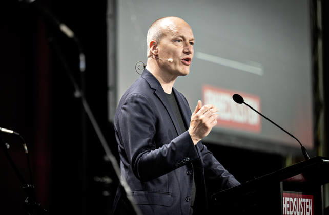Denmark Politics Pelle Dragsted, political spokesperson for the Red-Green Alliance speaks during the political partys annual meeting at Hafnia Hallen in Copenhagen, Denmark, Saturday May 23, 2026. , Copenhagen Denmark Copyright: NILSxMEILVANG NilsxMeilvangx spdk20260523-161418-L