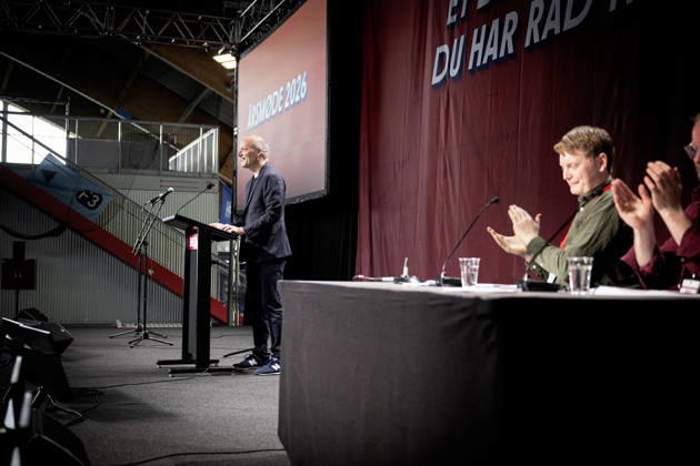 Denmark Politics Pelle Dragsted, political spokesperson for the Red-Green Alliance speaks during the political partys annual meeting at Hafnia Hallen in Copenhagen, Denmark, Saturday May 23, 2026. , Copenhagen Denmark Copyright: NILSxMEILVANG NilsxMeilvangx spdk20260523-161406-L