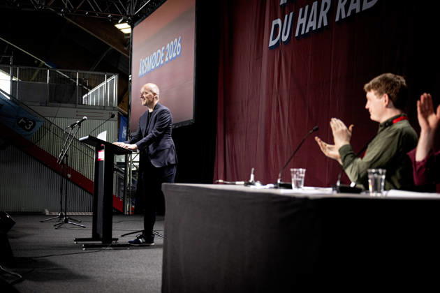 Denmark Politics Pelle Dragsted, political spokesperson for the Red-Green Alliance speaks during the political partys annual meeting at Hafnia Hallen in Copenhagen, Denmark, Saturday May 23, 2026. , Copenhagen Denmark Copyright: NILSxMEILVANG NilsxMeilvangx spdk20260523-155732-L