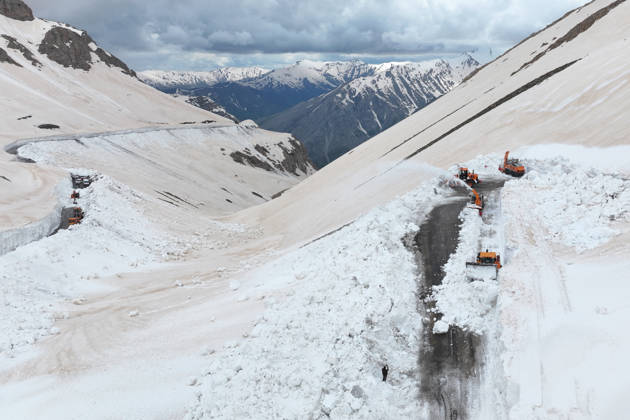Van-Bahcesaray highway, closed for months due to avalanche risk, cleared of snow VAN, TURKIYE - MAY 23: An aerial view of the area as the teams from the Gorentas Maintenance Station of the 11th Regional Directorate of Highways carry out snow removal work on the Van-Bahcesaray highway in Van, Turkiye on May 23, 2026. Closed since December due to adverse weather conditions and avalanche risks, the highway was partially opened to single-lane traffic following a challenging 20-day effort through meters-high snow corridors. The final decision to fully open the road to traffic awaits an assessment by the Avalanche Risk Determination and Monitoring Commission. Ozkan Bilgin Anadolu Van Turkey. Editorial use only. Please get in touch for any other  Copyright: x2026xAnadoluxOzkanxBilginx