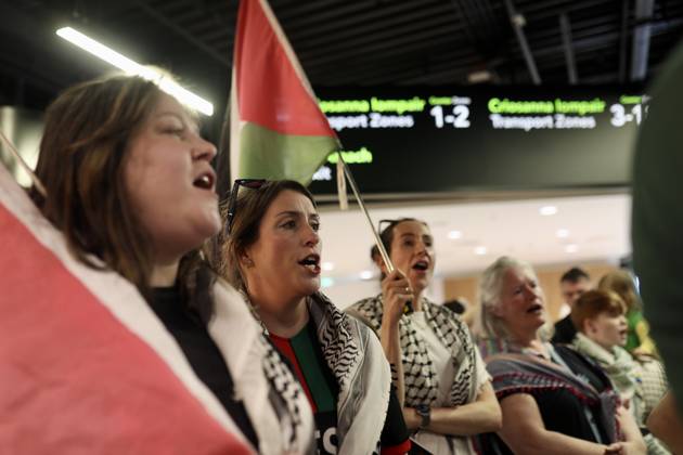 Irish activists arrive in Dublin after being deported from Israel DUBLIN, IRELAND - MAY 23: Supporters waving Palestinian flags welcomed Irish activists as they arrive at Dublin Airport after being deported from Israel following participation in Global Sumud Flotilla, in Dublin, Ireland on May 23, 2026. Among those returning was Margaret Connolly, sister of current Irish President Catherine Connolly, who was among the 11 deported activists. Mostafa Darwish Anadolu Dublin Ireland. Editorial use only. Please get in touch for any other usage.  Copyright: x2026xAnadoluxMostafaxDarwishx