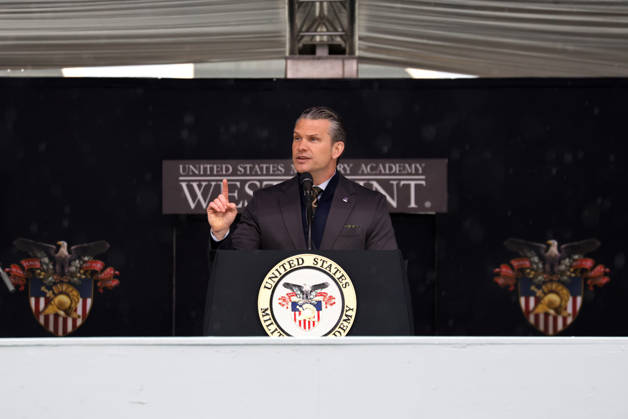 United States Secretary of Defense Pete Hegseth delivers the graduation address at the West Point Class of 2026 s commencement ceremony in Michie Stadium at the United States Military Academy in West Point, New York on Saturday, May 23, 2026. .  NYP20260523909 PeterxFoley