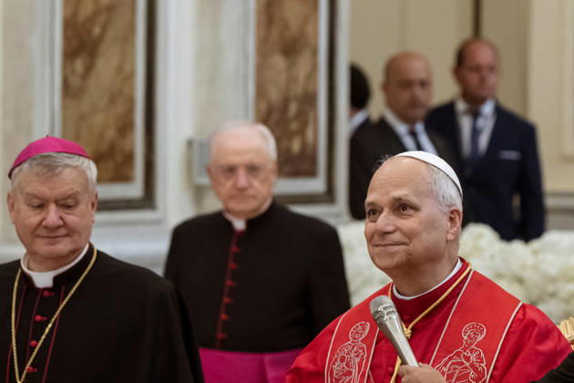 May 23, 2026, Acerra, Napoli, Italy: The Pope seen looking at the local Cathedral. Pope Leo XIV visited Acerra for his patroral itinerary. He was the first Pope to visit the Land of Fires, a region affected by illegal dumping and burning of toxic waste in Campania region in Italy and meet families of victims of pollution in the Cathedral of Santa Maria Assunta in Acerra. Acerra Italy - ZUMAf172 20260523_zip_f172_031 Copyright: xValeriaxFerrarox