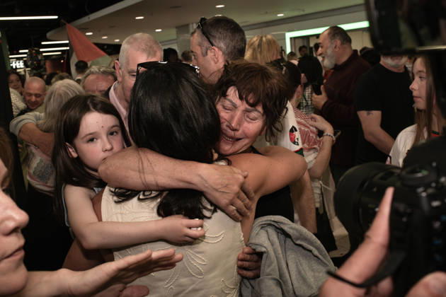 May 23, 2026, Dublin, Ireland: Dr Margaret Connolly embraces her daughter, Katie, at Dublin Airport as fifteen Irish citizens who were detained by Israel arrive back in Ireland Irish flotilla activists return home to Dublin Airport after Israeli detention. Dublin Ireland - ZUMAs197 20260523_aaa_s197_191 Copyright: xGrahamxMartinx