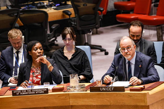 May 23, 2026, New York, New York, USA: (R to L) TED CHAIBAN, UNICEF Deputy Executive Director, briefs the UN Security Council as EDEM WOSORNU, Director of the Operations and Advocacy Division at OCHA, sits to his right during an emergency meeting on Ukraine at UNHQ following Russian allegations of a Ukrainian drone strike on a vocational school and student dormitory in Russian-controlled Luhansk, which Ukraine denies targeted civilians. New York USA  - ZUMAo116 20260523_znp_o116_015 Copyright: xBiancaxOterox