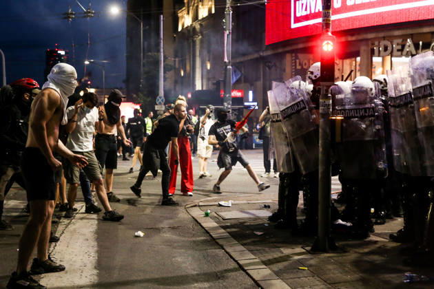 Clashes after student protests in Belgrade BELGRADE, SERBIA - MAY 23: Clashes broke out in central Belgrade between some demonstrators and the police after the student protests ended at Slavija Square, Belgrade, Serbia on May 23, 2026. Filip Stevanovic Anadolu Belgrade Serbia. Editorial use only. Please get in touch for any other usage.  Copyright: x2026xAnadoluxFilipxStevanovicx