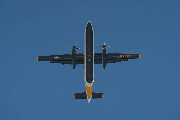 Air show during Memorial Day celebrations and the 250th anniversary of the United States MIAMI BEACH, FLORIDA, UNITED STATES - MAY 23: A C-147A military transport aircraft from which paratroopers jump during the 2026 air show, held as part of the Memorial Day weekend and 250th anniversary of the United States celebrations in Miami Beach, Florida, on May 23, 2026. Jesus Olarte Anadolu Florida United States. Editorial use only. Please get in touch for any other usage.  Copyright: x2026xAnadoluxJesusxOlartex