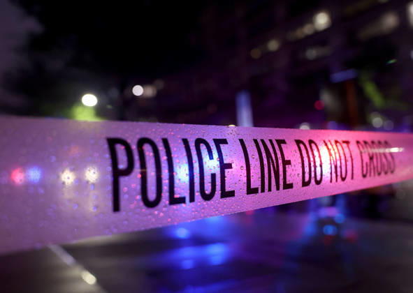 May 23, 2026, Washington, District Of Columbia, USA: Police tape blocks off a crime scene on a sidewalk on 17th and Pennsylvania Ave near the White House in Washington, DC, USA on May 23, 2026. Police and security forces swarmed the area around the White House on the evening of May 23 after reports of shots fired. Washington USA - ZUMAs337 20260523_znp_s337_019 Copyright: xGentxShkullakux