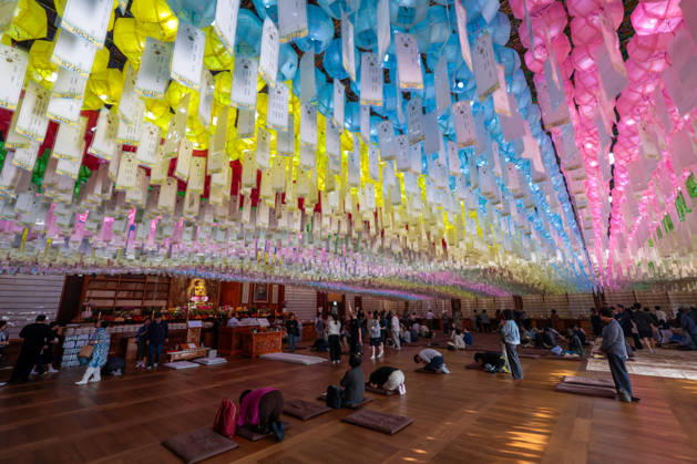 Buddha s Birthday celebrations in South Korea Buddhist believers offer prayers beneath lotus lanterns ahead of a ritual marking Buddha s Birthday at a temple in Incheon, South Korea, on May 24, 2026. Incheon South Korea  Copyright: xMatrixxImagesx xJungxUi-Chelx