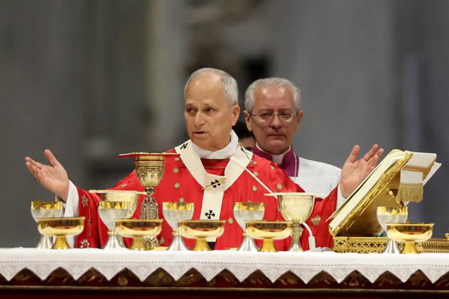 Pope Leo XIV During Mass of Pentecost - Vatican Pope Leo XIV presided Solemn celebration of the Mass of Pentecost at the central altar of Saint Peter s Basilica, in Vatican, on May 24 2026. Thousands of faithful took part in the liturgy dedicated to the descent of the Holy Spirit, a central moment in Christian tradition and a symbol of unity and renewal for the universal Church. Photo by Marco Iacobucci IPA ABACAPRESS.COM Vatican City italia Vatican (or Holy See)  Copyright: xIacobuccixMarco IPA ABACAx