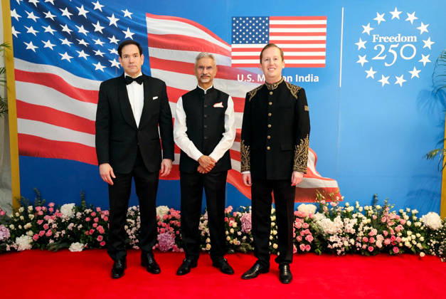 RECORD DATE NOT STATED 250th anniversary celebrations of U.S. Independence at New Delhi s Roosevelt House New Delhi, May 24 (ANI): (L-R) U.S. Secretary of State Marco Rubio, External Affairs Minister S. Jaishankar, and U.S. Ambassador to India Sergio Gor pose for a photo during the celebrations of the 250th anniversary of U.S. independence at Roosevelt House, in New Delhi on Saturday. (@USAmbIndia X ANI Photo) NEW DELHI Delhi India Copyright: xANIx ANI_20260524028