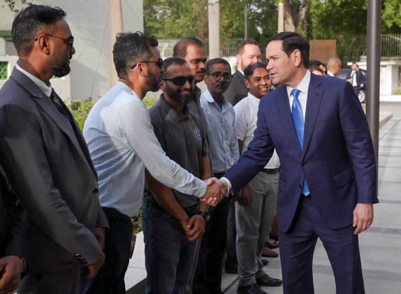RECORD DATE NOT STATED U.S. Secretary of State Marco Rubio shakes hands with office bearers at the U.S. Embassy New Delhi, May 24 (ANI): U.S. Secretary of State Marco Rubio shakes hands with office bearers at the U.S. Embassy, in New Delhi on Saturday. (@SecRubio X ANI Photo) NEW DELHI Delhi India Copyright: xANIx ANI_20260524035