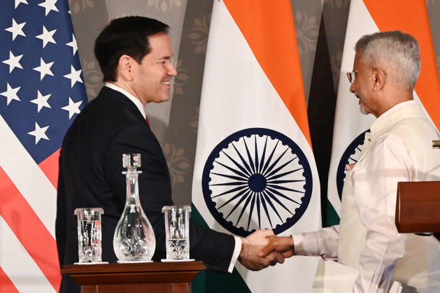 NEW DELHI, INDIA - MAY 24: United States Secretary of State Marco Rubio with Minister of External Affairs S. Jaishankar during addressing a joint press conference following their talks at Hyderabad House, on May 23, 2026 in New Delhi, India. Both leaders reaffirmed the strength of the India-US strategic partnership and outlined key areas of cooperation, including trade, energy, mobility and regional security. (Photo by Arvind Yadav Hindustan Times ) Joint Press Conference Of US Secretary Of State Marco Rubio And External Affairs Minister S. Jaishankar At Hyderabad House