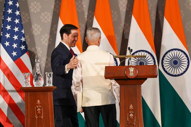 NEW DELHI, INDIA - MAY 24: United States Secretary of State Marco Rubio with Minister of External Affairs S. Jaishankar during addressing a joint press conference following their talks at Hyderabad House, on May 23, 2026 in New Delhi, India. Both leaders reaffirmed the strength of the India-US strategic partnership and outlined key areas of cooperation, including trade, energy, mobility and regional security. (Photo by Arvind Yadav Hindustan Times ) Joint Press Conference Of US Secretary Of State Marco Rubio And External Affairs Minister S. Jaishankar At Hyderabad House