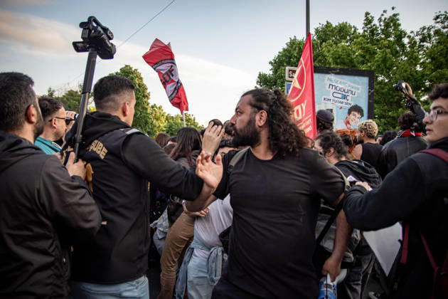 May 24, 2026, Istanbul, Istanbul, Turkey: Students, labor unions and civil society groups clashed with riot police on the third day after Istanbul Bilgi University was allegedly shut down by presidential decree signed by Turkish President Recep Tayyip Erdogan in Istanbul, Turkey, on May 22, 2026. Students occupying university buildings in protest against the closure decision were forcibly removed from the campus by police. Riot police used pepper spray during the intervention as violent scuffles erupted around the university. Demonstrators continued to protest in defense of academic freedom and university autonomy amid a heavy police presence. Istanbul Turkey - ZUMAt171 20260524_zip_t171_036 Copyright: xAbdullahxTepelix
