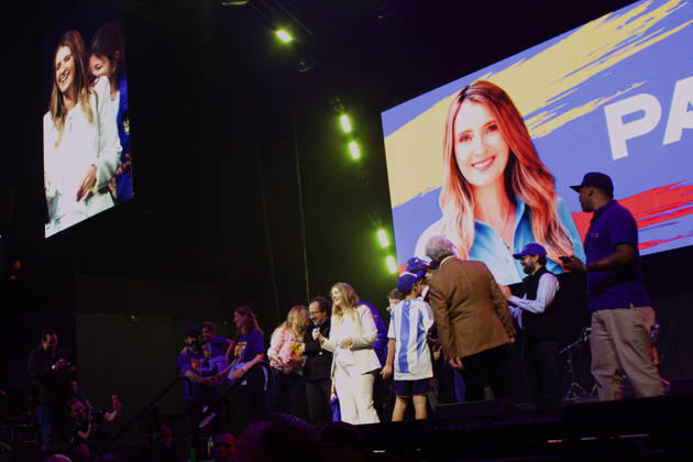 May 24, 2026, Bogota, Cundinamarca, COLOMBIA: Center-right senator and presidential candidate PALOMA VALENCIA addresses thousands of supporters during the Centro Democratico party s final campaign rally ahead of the May 31 first-round election. Standing on a platform of strict public security and private sector investment, the Centro DemocroÂ¡tico candidate is making her final push to secure a spot in the projected June runoff. Bogota COLOMBIA  - ZUMAd225 20260524_znp_d225_009 Copyright: xZoraidaxDiazx