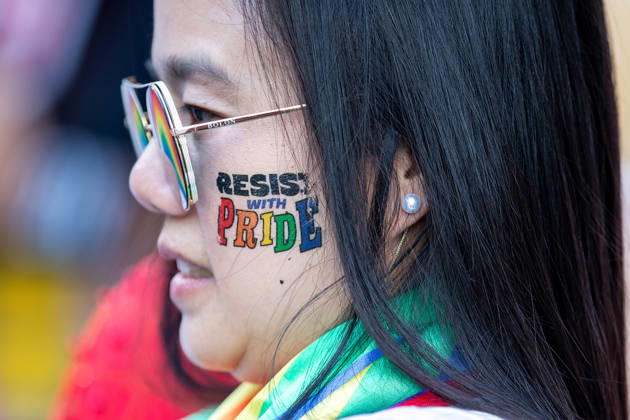 The Chiang Mai Pride Parade 2026 celebrations in Chiang Mai, Thailand - 24 May 2026 A participant with a ìResist with Prideî face sticker attends The Chiang Mai Pride Parade 2026 celebrations. The Chiang Mai Pride Parade 2026 took place in Chiang Mai, Thailand. Chiang Mai province holds Thailandís first Pride Month celebrations annually, promoting gender equality, diversity, and human rights as part of Pride Month activities in northern Thailand. Chiang Mai Thailand Copyright: xPongmanatxTasirix xSOPAxImagesx PTASIRI240526DxII9460