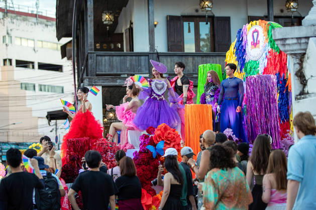 The Chiang Mai Pride Parade 2026 celebrations in Chiang Mai, Thailand - 24 May 2026 Participants wearing colorful costumes perform on a parade float during The Chiang Mai Pride Parade 2026 celebrations. The Chiang Mai Pride Parade 2026 took place in Chiang Mai, Thailand. Chiang Mai province holds Thailandís first Pride Month celebrations annually, promoting gender equality, diversity, and human rights as part of Pride Month activities in northern Thailand. Chiang Mai Thailand Copyright: xPongmanatxTasirix xSOPAxImagesx PTASIRI240526DxII9735