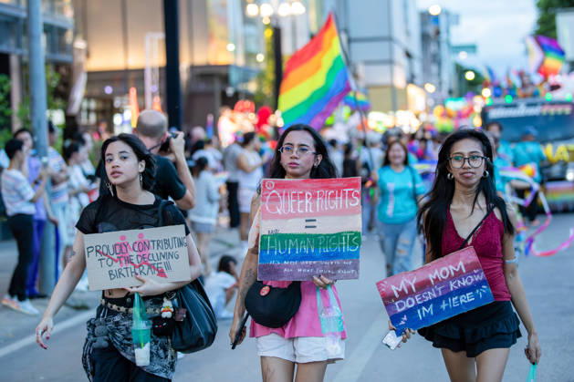 May 24, 2026, Chiang Mai, Thailand: Participants hold handmade placards during attending The Chiang Mai Pride Parade 2026 celebrations. The Chiang Mai Pride Parade 2026 took place in Chiang Mai, Thailand. Chiang Mai province holds Thailandis first Pride Month celebrations annually, promoting gender equality, diversity, and human rights as part of Pride Month activities in northern Thailand. Chiang Mai Thailand - ZUMAs197 20260524_aaa_s197_120 Copyright: xPongmanatxTasirix