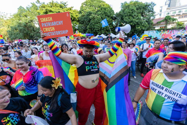 May 24, 2026, Chiang Mai, Thailand: A participant holds a placard and a megaphone while joining The Chiang Mai Pride Parade 2026 celebrations. The Chiang Mai Pride Parade 2026 took place in Chiang Mai, Thailand. Chiang Mai province holds Thailandis first Pride Month celebrations annually, promoting gender equality, diversity, and human rights as part of Pride Month activities in northern Thailand. Chiang Mai Thailand  - ZUMAs197 20260524_aaa_s197_144 Copyright: xPongmanatxTasirix