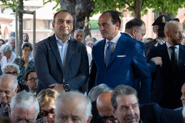 May 24, 2026, Pollenzo, Cn, Italy: Stefano Lorusso and Alberto Cirio at the funeral ceremony for Carlo Petrini, founder of Slow Food, the Terra Madre food fair, and the University of Pollenzo. Pollenzo, May 24, 2026 Pollenzo Italy  - ZUMAa289 20260524_zia_a289_058 Copyright: xSelenexDanielex xAgfx