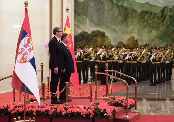 China Serbia 9173082 25.05.2026 Serbian President Aleksandar Vucic, left, and Chinese President Xi Jinping attend a welcome ceremony, in Beijing, China. Alexey Tashchilin Sputnik Beijing China  Copyright: xAlexeyxTashchilinx