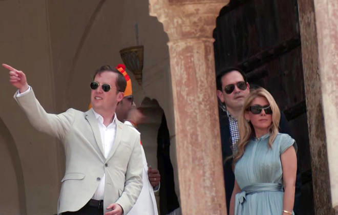 RECORD DATE NOT STATED US Secretary of State Marco Rubio, along with his wife, Jeanette D. Rubio, and US Ambassador to India Sergio Gor, during their visit to Amber Fort Jaipur, May 25 (ANI): US Secretary of State Marco Rubio, along with his wife, Jeanette D. Rubio, and US Ambassador to India Sergio Gor, during their visit to Amber Fort, in Jaipur on Monday. (ANI Video Grab) Jaipur Rajasthan India Copyright: xANIx ANI_20260525123